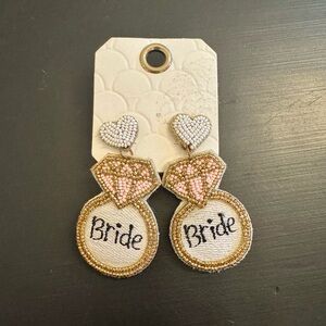 Bride Beaded Diamond and Heart Earrings